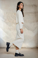 Rib Knit Ivory Co-Ord Set - Skirt, Cami & Cardigan-1