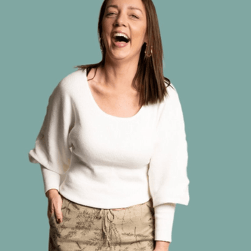 dref_by_d Cashmere Cotton Blend ethical Sweater In Ivory with parachute arms at Style Society Marketplace 