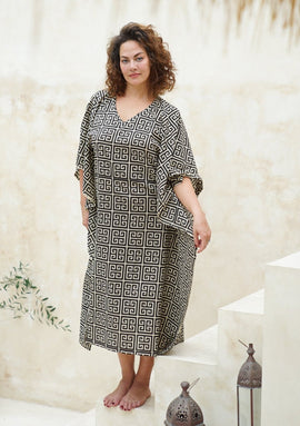 Kavya Long Kaftan - Geo Print Style Society Marketplace