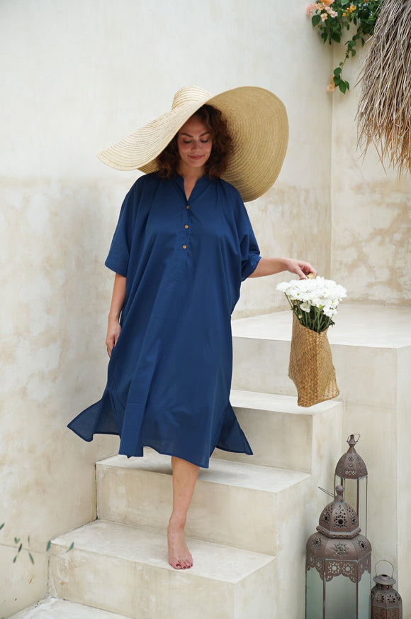 Meena Long Shirt Dress - Blue