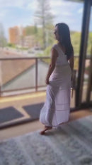 Saint Tropez Long V-Neck White Cotton Dress-6