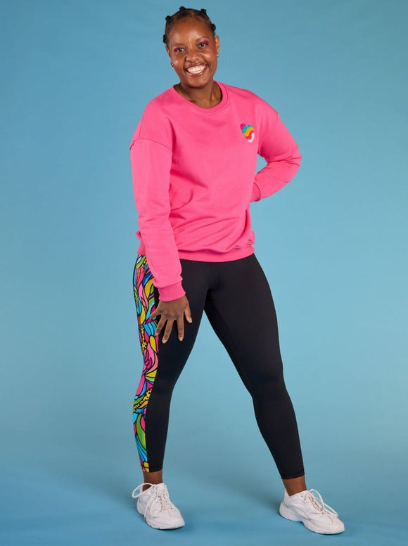 Rainbow at Heart Organic Cotton Sweatshirt - Dolly Pink - pink organic cotton sweater - Style Society Marketplace