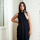 ALBER DRESS Navy Blue Organic Gauze-10