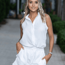 white buttoned down cotton ladies shirt