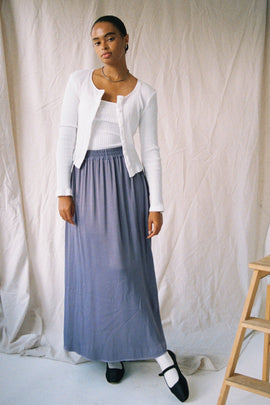LA Relaxed Long Sustainable Cotton Purple Skirt Style Society 